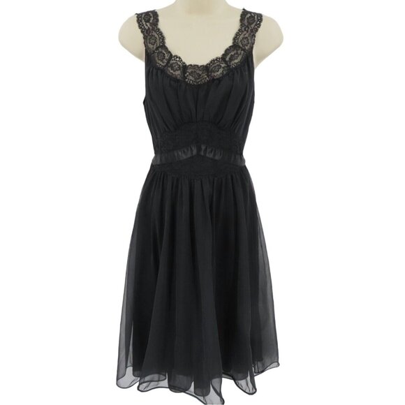 Vintage Vanity Fair Womens 32 Black Lace Nightgown All Tricot Nylon Made in USA